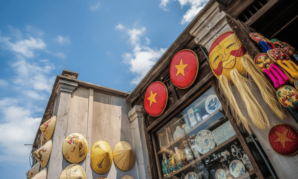 Souvenirs with Vietnamese identity are sold at many shops along the street